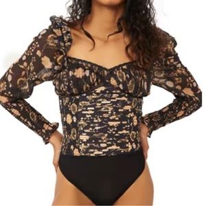 NWOT - Free People Brunch Date Bodysuit - Black - Size M